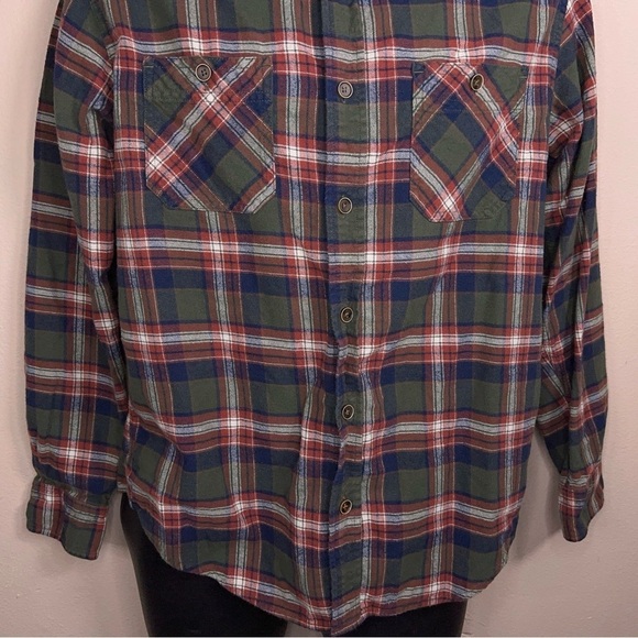 MEDIUM MENS WEATHERPROOF FLANNEL SHIRT RED GREEN BLUE COTTON - Picture 3 of 15